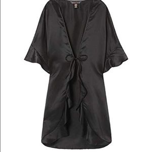 Victoria Secret Sexy Black Slip Satin Kimono Robe